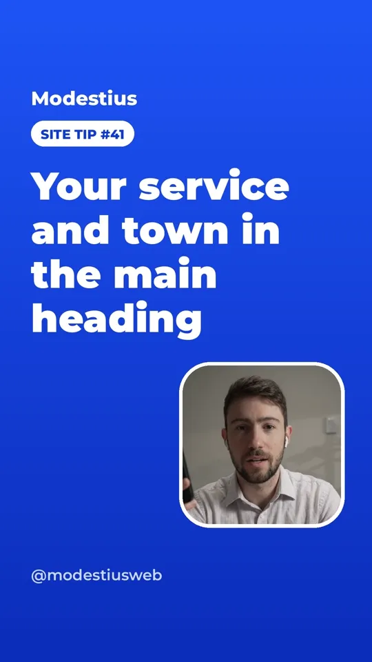 Your service and town in the main heading